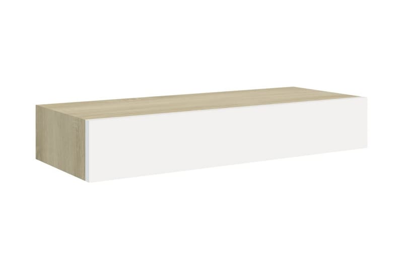 Vägglådor ek och vit 2 st 60x23,5x10 cm MDF - Vit/Trä - Förvaringslådor