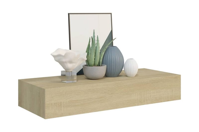 Väggmonterad låda 2 st ek 60x23,5x10 cm MDF - Brun - Förvaringslådor