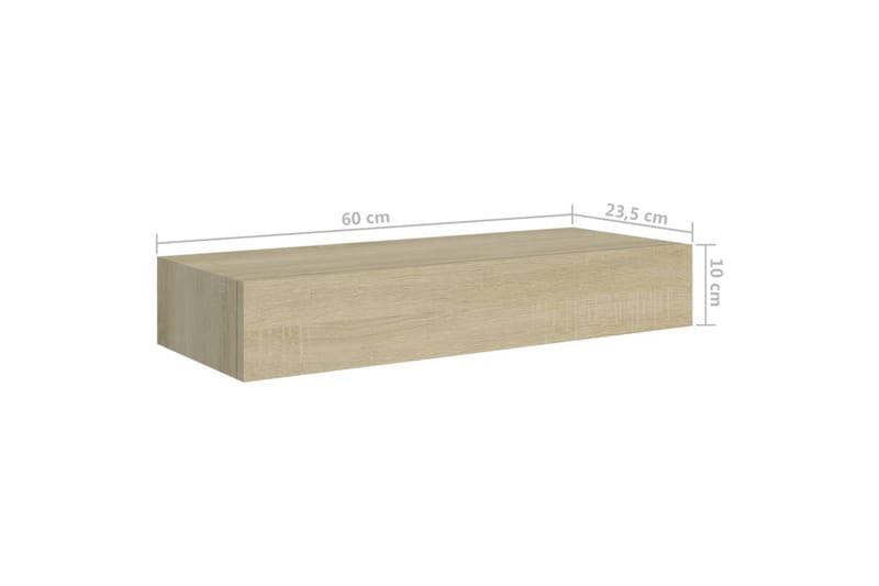 Väggmonterad låda 2 st ek 60x23,5x10 cm MDF - Brun - Förvaringslådor