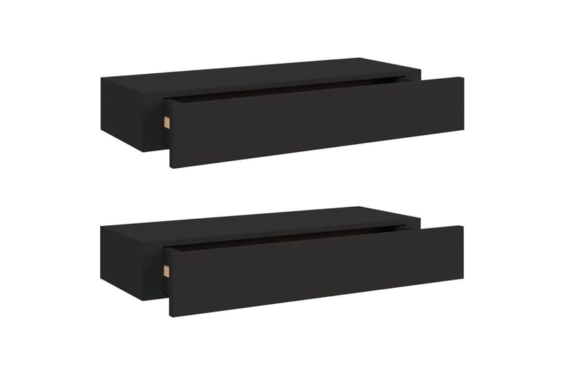 Väggmonterad låda 2 st svart 60x23,5x10 cm MDF - Svart - Förvaring - Småförvaring - Förvaringslådor
