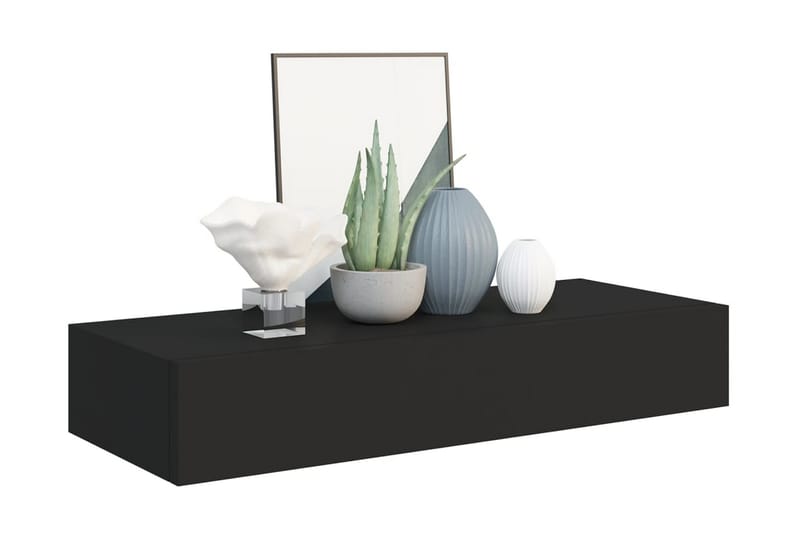 Väggmonterad låda 2 st svart 60x23,5x10 cm MDF - Svart - Förvaring - Småförvaring - Förvaringslådor