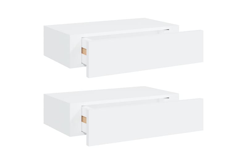 Väggmonterad låda 2 st vit 40x23,5x10 cm MDF - Vit - Förvaringslådor