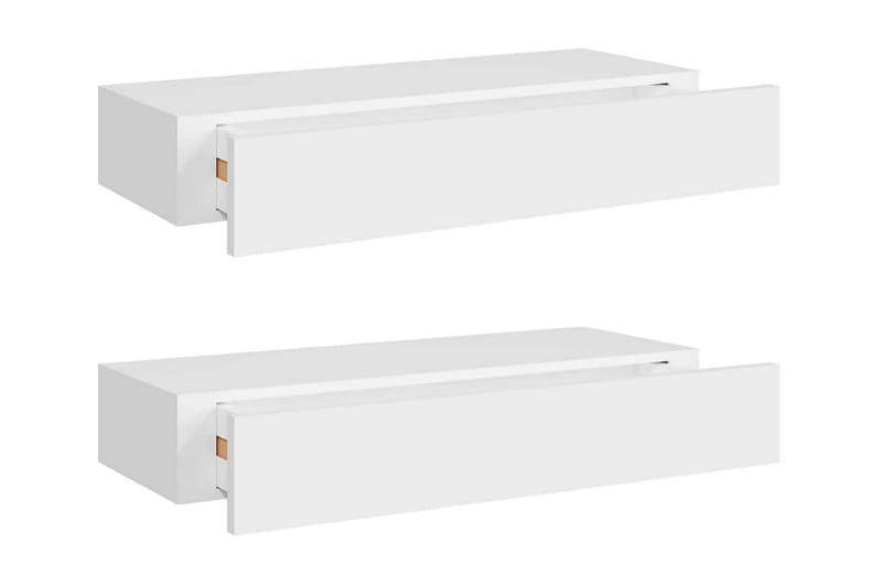 Väggmonterad låda 2 st vit 60x23,5x10 cm MDF - Vit - Förvaring - Småförvaring - Förvaringslådor