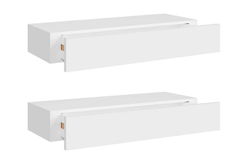 Väggmonterad låda 2 st vit 60x23,5x10 cm MDF - Vit - Förvaringslådor