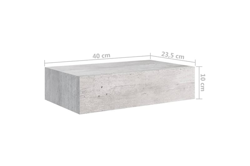 Väggmonterad låda betonggrå 40x23,5x10 cm MDF - Betonggrå - Förvaringslådor