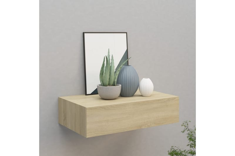 Väggmonterad låda ek 40x23,5x10 cm MDF - Brun - Förvaringslådor