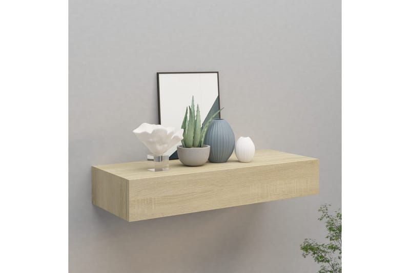 Väggmonterad låda ek 60x23,5x10 cm MDF - Brun - Förvaring - Småförvaring - Förvaringslådor