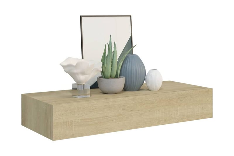 Väggmonterad låda ek 60x23,5x10 cm MDF - Brun - Förvaring - Småförvaring - Förvaringslådor