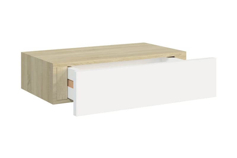Väggmonterad låda ek och vit 40x23,5x10 cm MDF - Grå - Förvaring - Småförvaring - Förvaringslådor