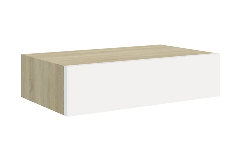 Väggmonterad låda ek och vit 40x23,5x10 cm MDF - Grå - Förvaring - Småförvaring - Förvaringslådor