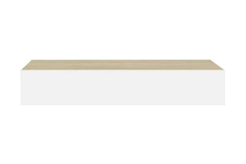 Väggmonterad låda ek och vit 60x23,5x10 cm MDF - Vit/Trä - Förvaring - Småförvaring - Förvaringslådor