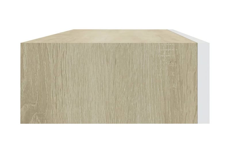 Väggmonterad låda ek och vit 60x23,5x10 cm MDF - Vit/Trä - Förvaring - Småförvaring - Förvaringslådor