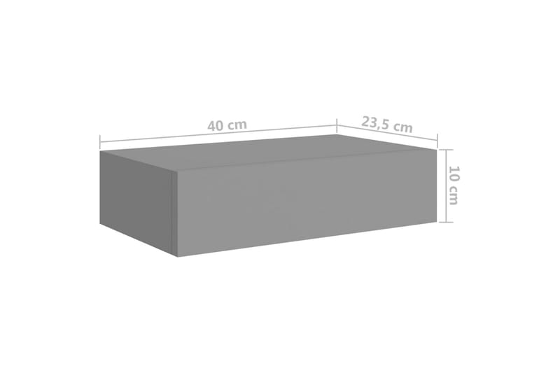 Väggmonterad låda svart 40x23,5x10 cm MDF - Grå - Förvaringslådor