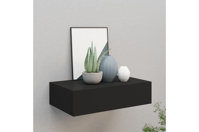 Väggmonterad låda svart 40x23,5x10 cm MDF - Svart - Förvaring - Småförvaring - Förvaringslådor