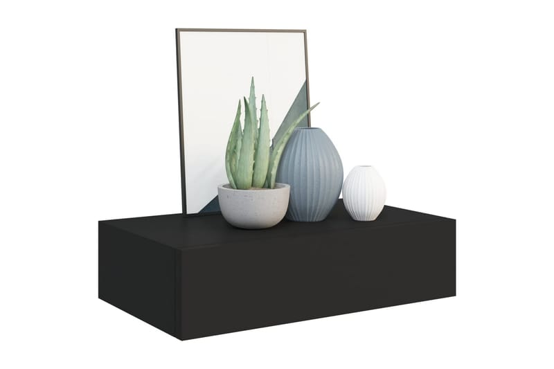 Väggmonterad låda svart 40x23,5x10 cm MDF - Svart - Förvaring - Småförvaring - Förvaringslådor