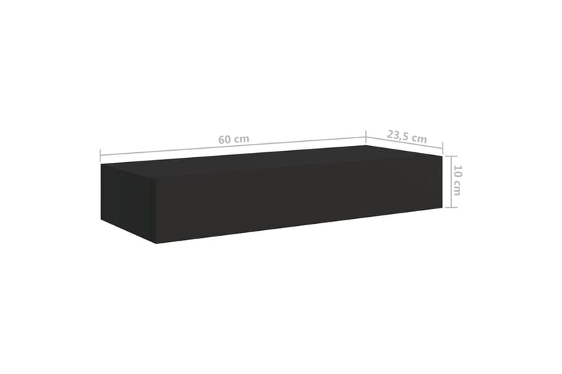 Väggmonterad låda svart 60x23,5x10 cm MDF - Svart - Förvaringslådor