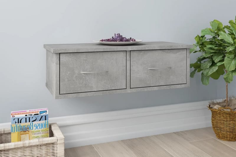 Väggmonterade lådor betonggrå 60x26x18,5 cm spånskiva - Betonggrå - Förvaring - Småförvaring - Förvaringslådor
