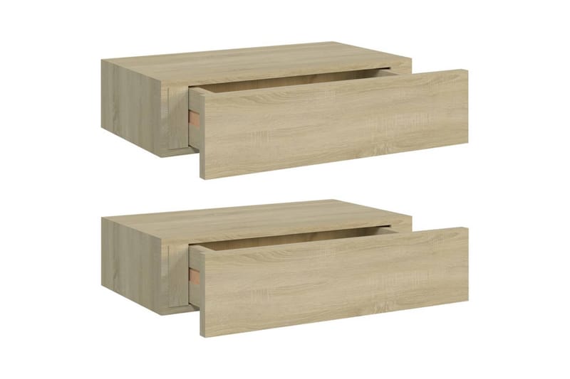 Väggmonterade lådor ek 2 st 40x23,5x10 cm MDF - Brun - Förvaring - Småförvaring - Förvaringslådor