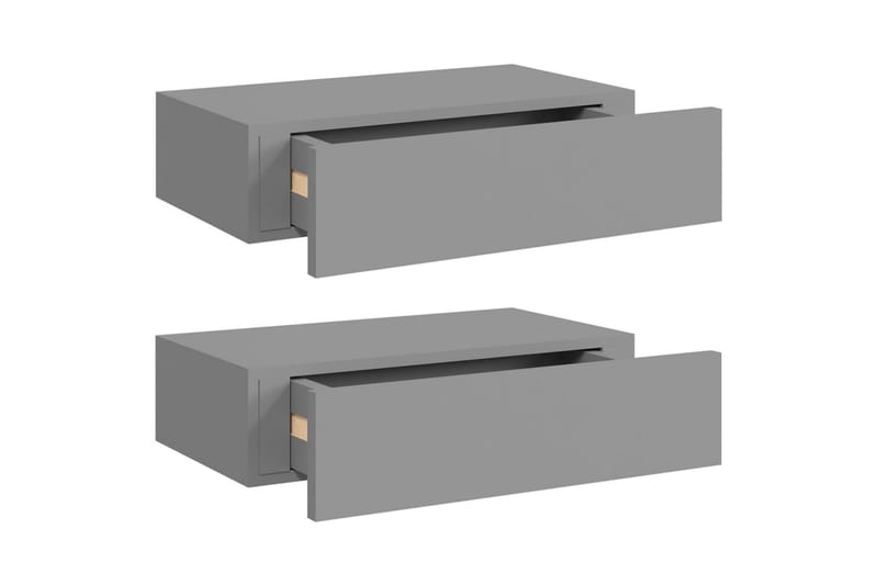 Väggmonterade lådor grå 2 st 40x23,5x10 cm MDF - Grå - Förvaringslådor