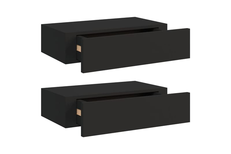 Väggmonterade lådor svart 2 st 40x23,5x10 cm MDF - Svart - Förvaring - Småförvaring - Förvaringslådor