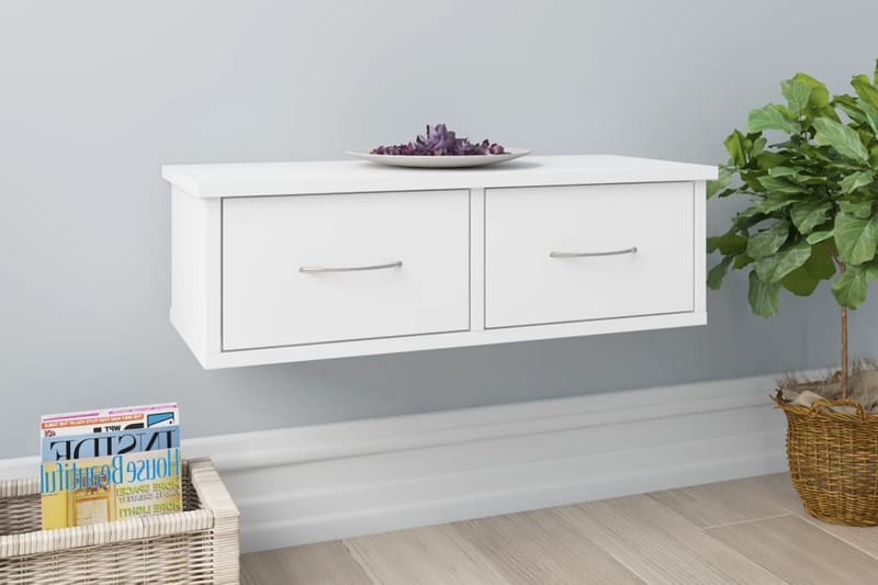 Väggmonterade lådor vit 60x26x18,5 cm spånskiva - Vit - Förvaring - Småförvaring - Förvaringslådor