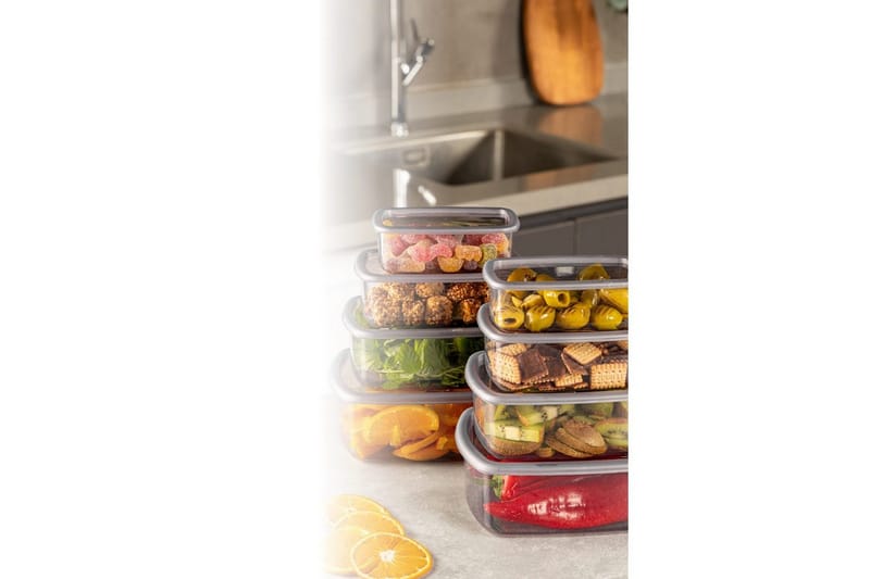 Förvaringslådesats (8 delar) Rasalas8 Antracit - Mörkgrå - Förvaring - Småförvaring - Förvaringslådor