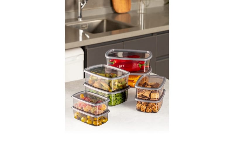 Förvaringslådesats (8 delar) Rasalas8 Antracit - Mörkgrå - Förvaring - Småförvaring - Förvaringslådor