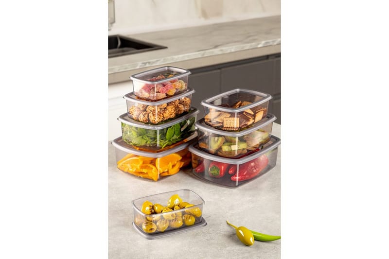 Förvaringslådesats (8 delar) Rasalas8 Antracit - Mörkgrå - Förvaring - Småförvaring - Förvaringslådor