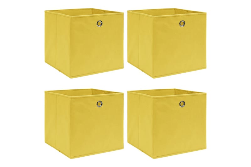 Förvaringslådor 4 st gul 32x32x32 cm tyg - Gul - Förvaringslådor
