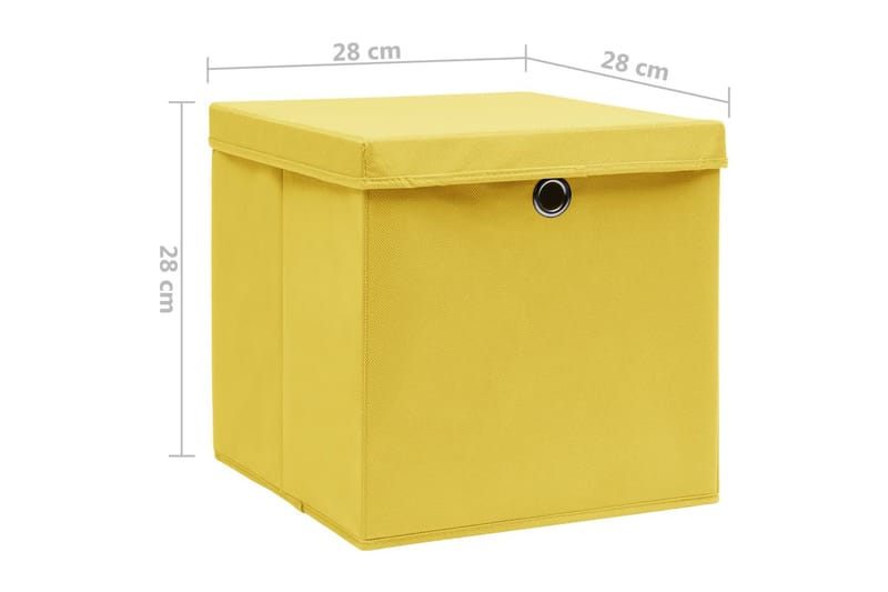 Förvaringslådor med lock 10 st 28x28x28 cm gul - Gul - Förvaringslådor
