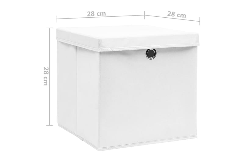 Förvaringslådor med lock 10 st 28x28x28 cm vit - Vit - Förvaringslådor