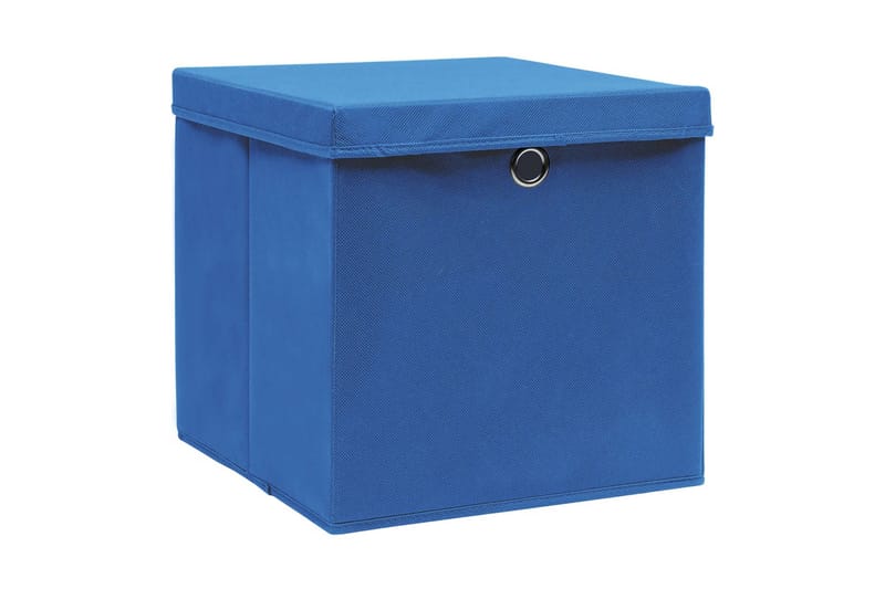 Förvaringslådor med lock 10 st blå 32x32x32 cm tyg - Blå - Förvaringslådor