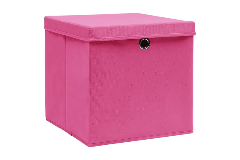 Förvaringslådor med lock 10 st rosa 32x32x32 cm tyg - Rosa - Förvaringslådor