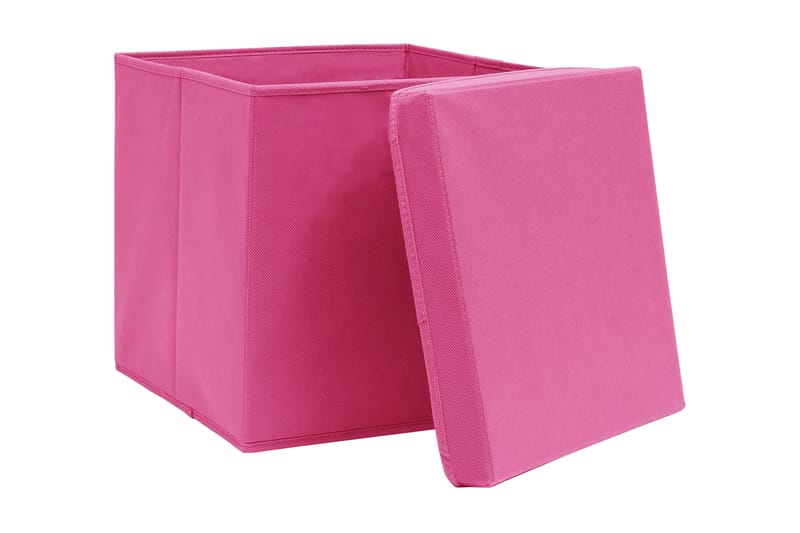 Förvaringslådor med lock 10 st rosa 32x32x32 cm tyg - Rosa - Förvaringslådor