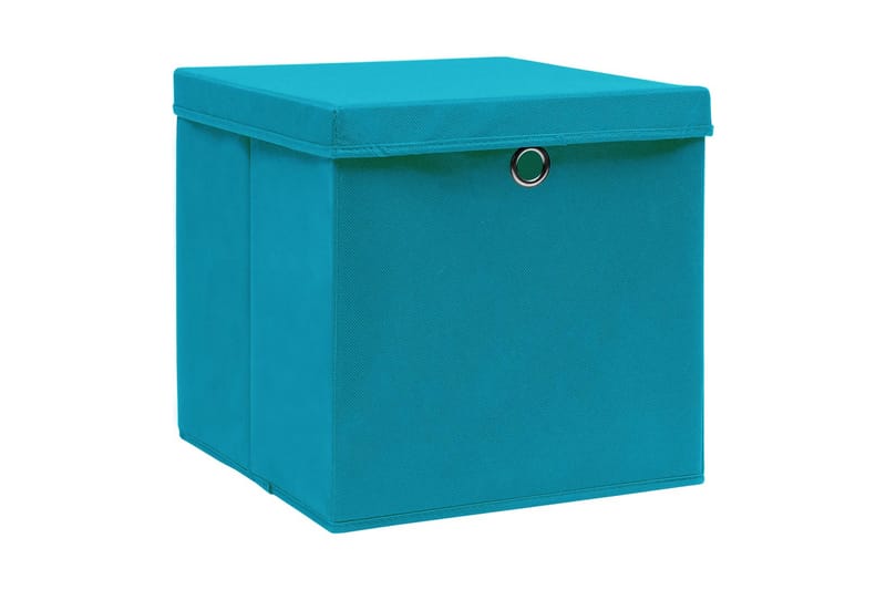 Förvaringslådor med lock 4 st 28x28x28 cm babyblå - Turkos - Förvaringslådor