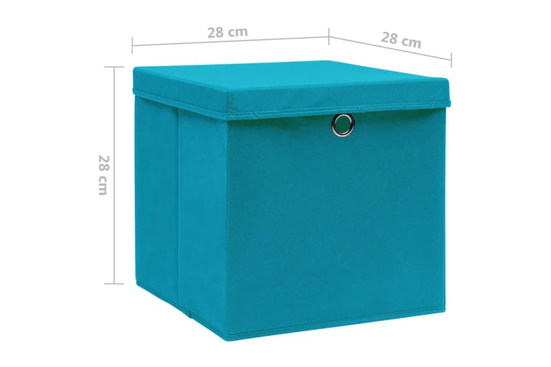Förvaringslådor med lock 4 st 28x28x28 cm babyblå - Turkos - Förvaringslådor