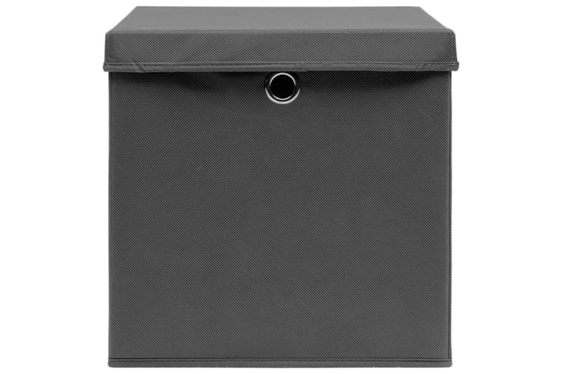 Förvaringslådor med lock 4 st 28x28x28 cm grå - Grå - Förvaringslådor