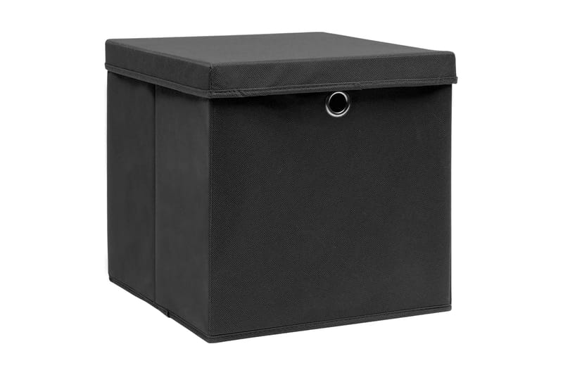 Förvaringslådor med lock 4 st 28x28x28 cm svart - Svart - Förvaringslådor