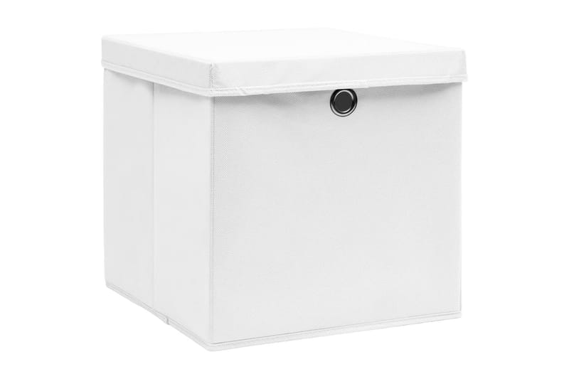 Förvaringslådor med lock 4 st 28x28x28 cm vit - Vit - Förvaringslådor