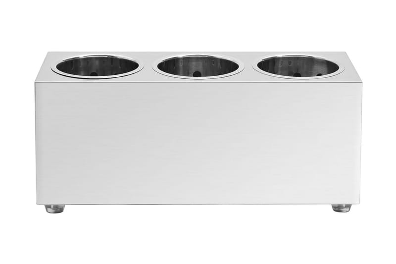 Bestickhållare 3 behållare rektangulärt rostfritt stål - Silver - Bestickställ