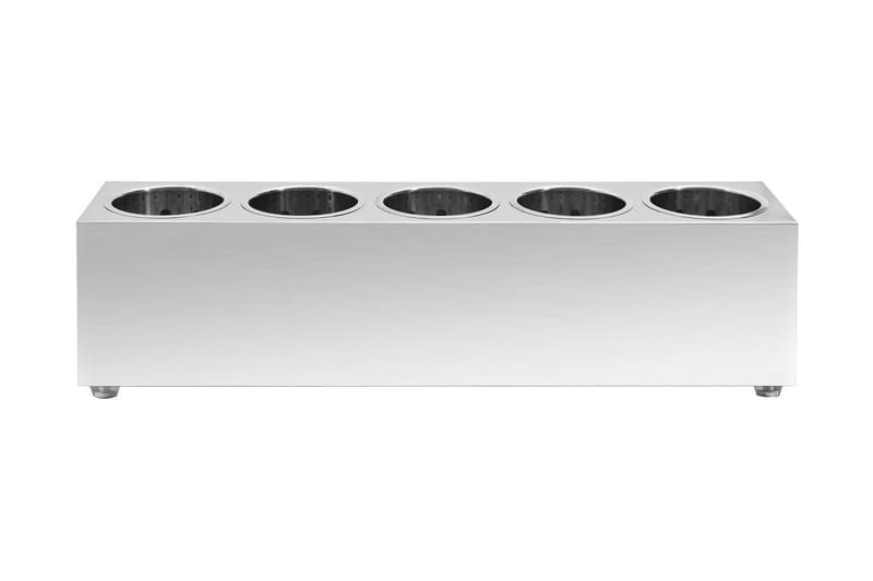 Bestickhållare 5 behållare rektangulär rostfritt stål - Silver - Bestickställ