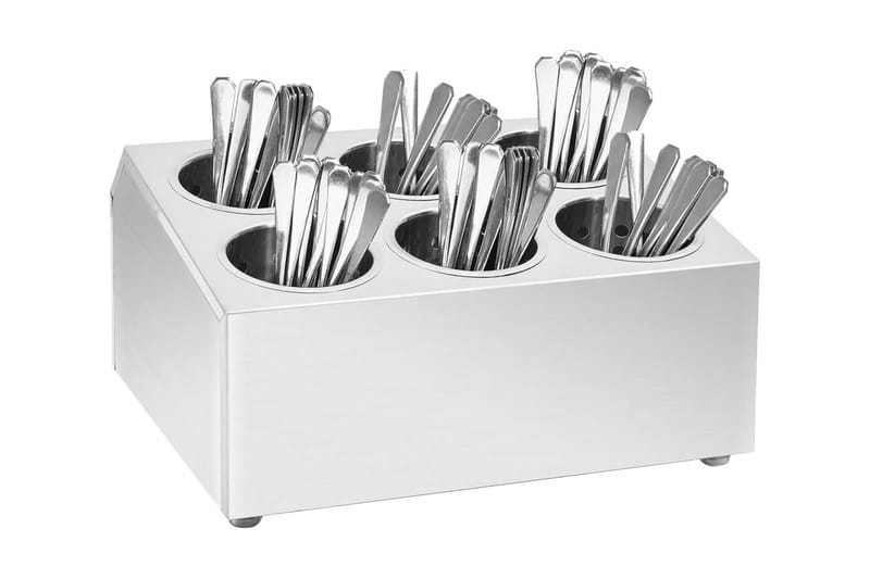 Bestickhållare 6 raster rektangulär rostfritt stål - Silver - Förvaring - Småförvaring - Förvaringsställ - Bestickställ