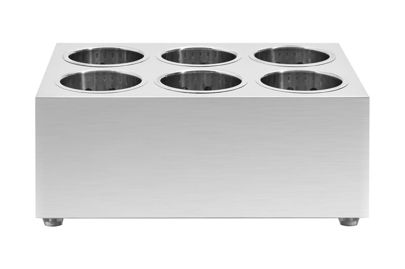 Bestickhållare 6 raster rektangulär rostfritt stål - Silver - Bestickställ