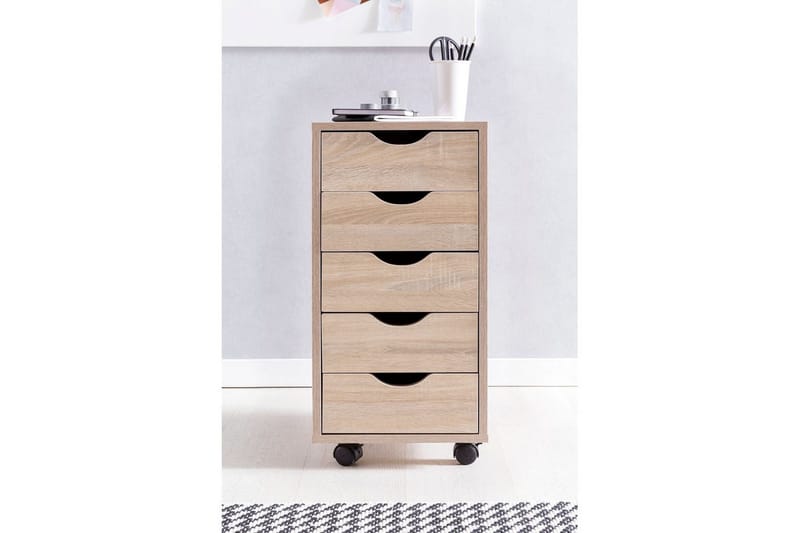 Rullkontejner Wohnling 5 lådor med folierad spånskiva och hjul, modern stil Sonoma - Sonoma - Förvaring - Småförvaring - Förvaringsställ - Laptopställ