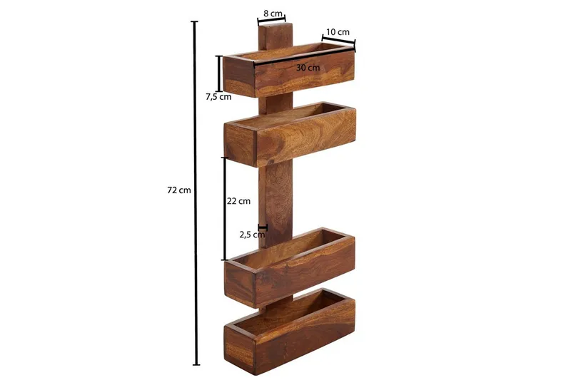 Tidningsställ Wohnling massivt trä för väggmontering, lantlig stil Rosenträ - Rosenträ - Förvaring - Småförvaring - Förvaringsställ - Tidningsställ