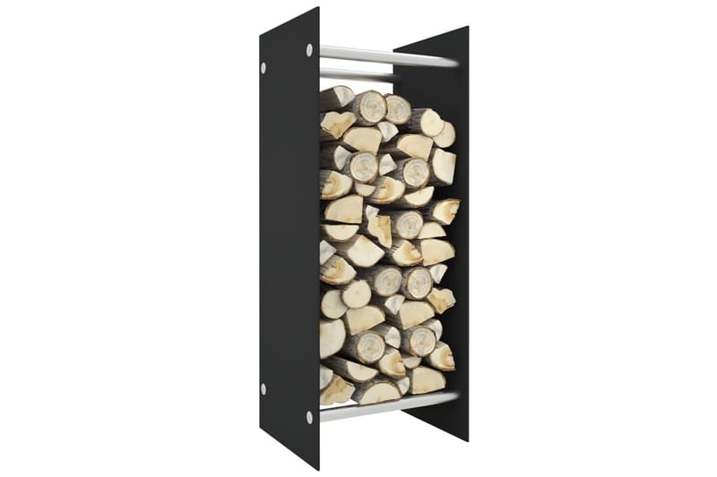 Vedställ svart 40x35x100 cm härdat glas - Svart - Förvaring - Småförvaring - Förvaringsställ - Vedställ