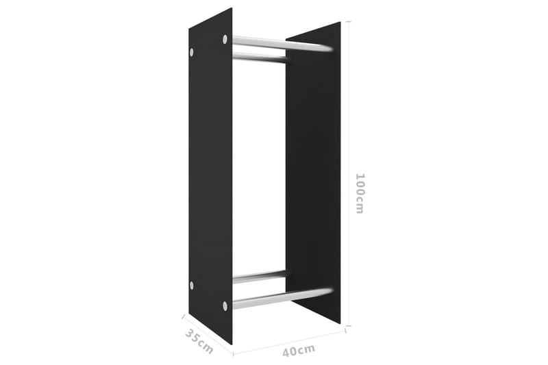 Vedställ svart 40x35x100 cm härdat glas - Svart - Förvaring - Småförvaring - Förvaringsställ - Vedställ