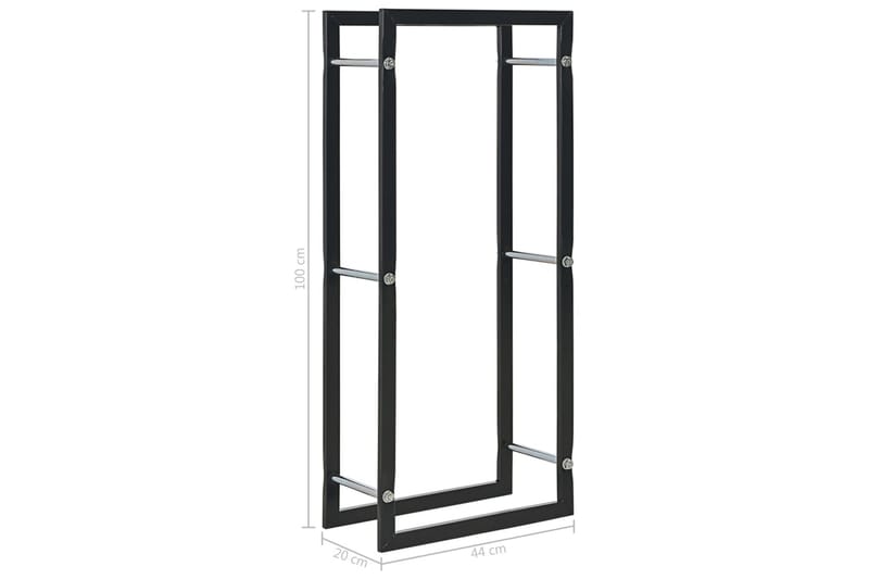 Vedställ svart 44x20x100 cm stål - Svart - Förvaring - Småförvaring - Förvaringsställ - Vedställ