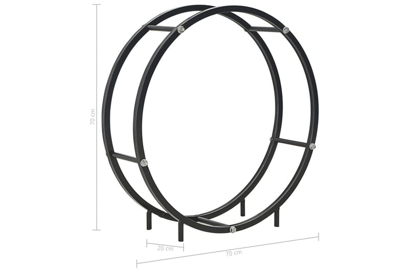 Vedställ svart 70x20x70 cm stål - Svart - Förvaring - Småförvaring - Förvaringsställ - Vedställ