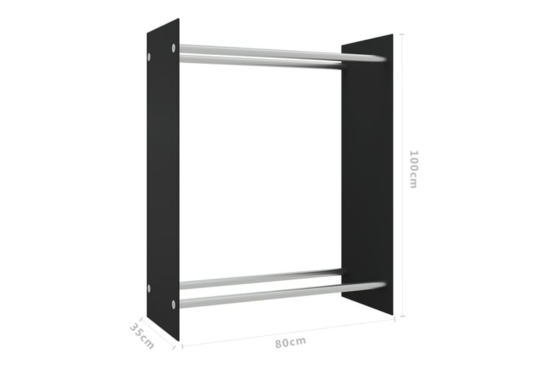 Vedställ svart 80x35x100 cm härdat glas - Svart - Förvaring - Småförvaring - Förvaringsställ - Vedställ